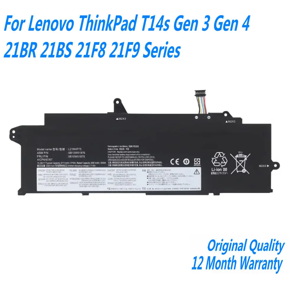 

NEW L21L4P73 Laptop Battery For Lenovo ThinkPad T14s Gen 3 Gen 4 21BR 21BS 21F8 21F9 Series 4ICP5/68/70 L21M4P75 L21B4P71