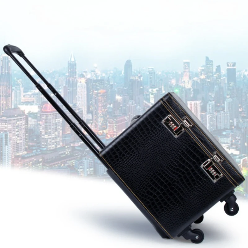Leather Jewelry Box Large Capacity Storage Jeweler Boxes Tie Rod Handheld Organizer Box Exhibitor Jewellery Storage Luggage Case