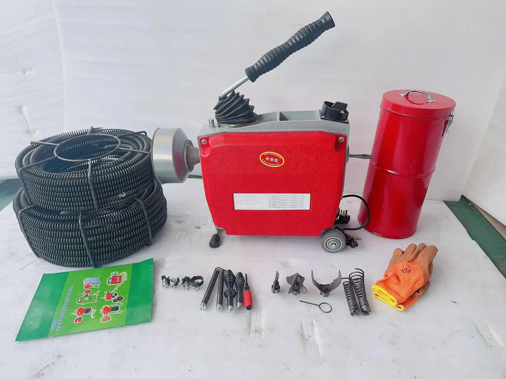 เครื่องทำความสะอาดท่อระบายน้ำ D-150 พร้อมเกลียวขนาด 16 มม. และ 22 มม. และหัวต่ออุปกรณ์