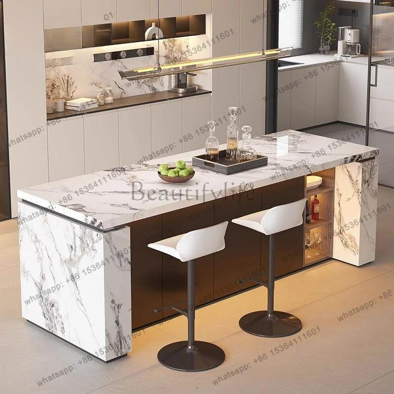 HJ Bar table Household balcony Leisure rock slab Middle island table Integrated advanced partition