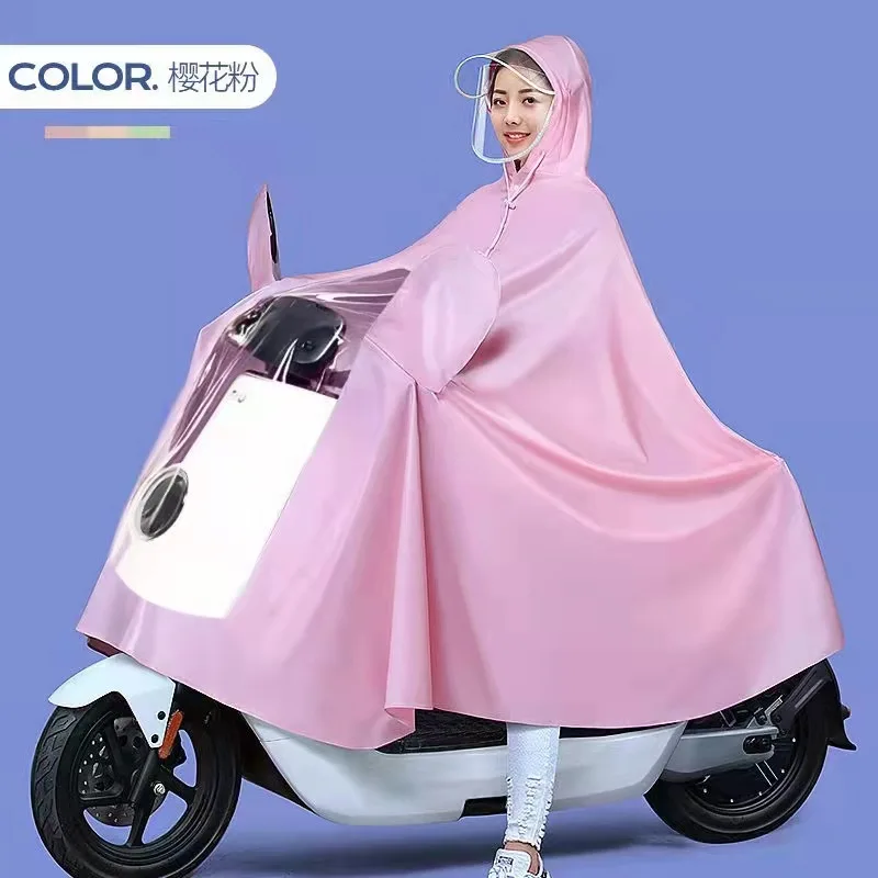 Oxford Cloth Adult Motorcycle Raincoat Stand Collar Thickened Bicycle Poncho Rainproof Macaron Color Electrombile Rain Poncho