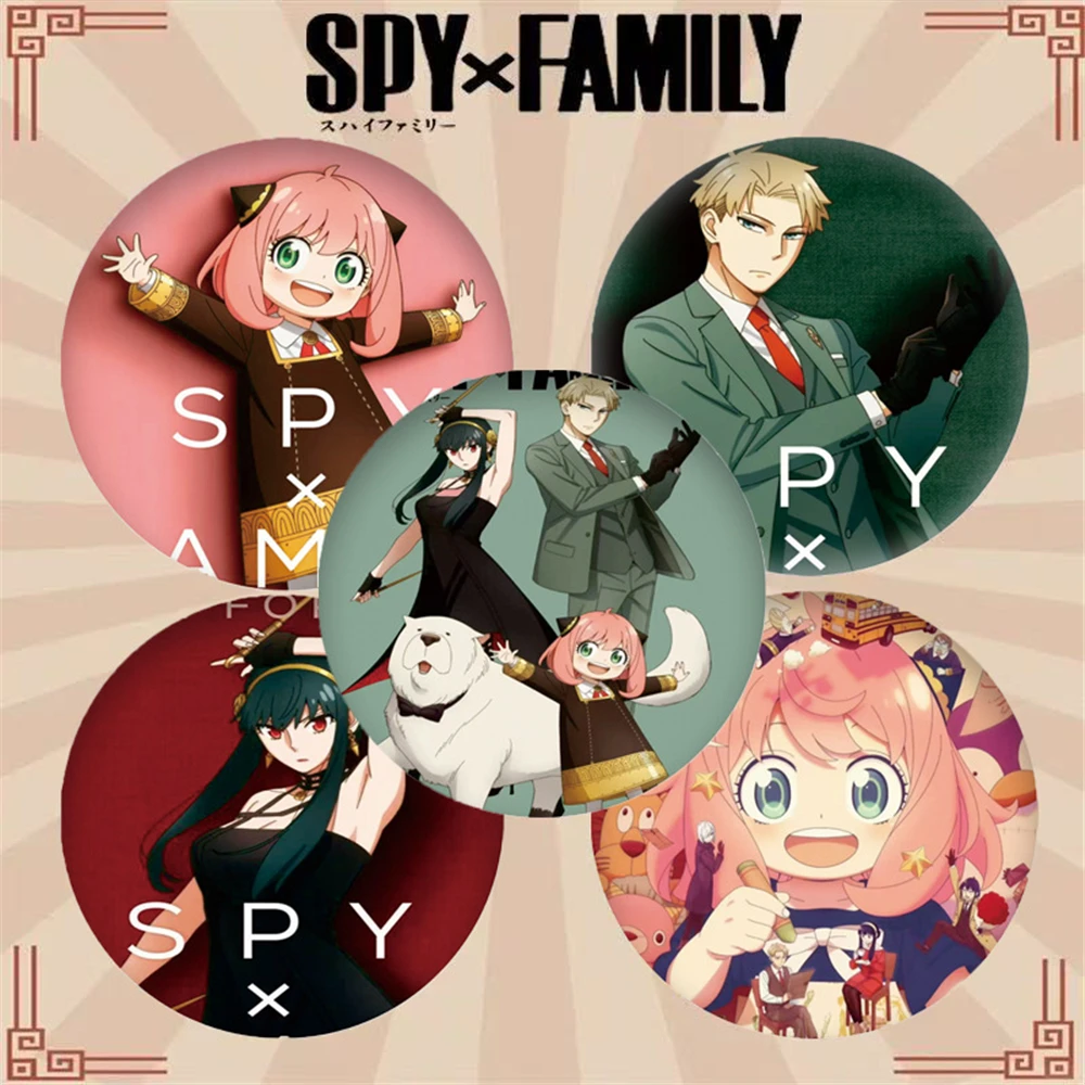 

58 мм аниме SPY×FAMILY Дамиан Десмонд Сумеречный Аня Форгер Бекки Блэкбелл Косплей Костюм Значок Булавка SPTE Брошь из жести ﻿ Опора