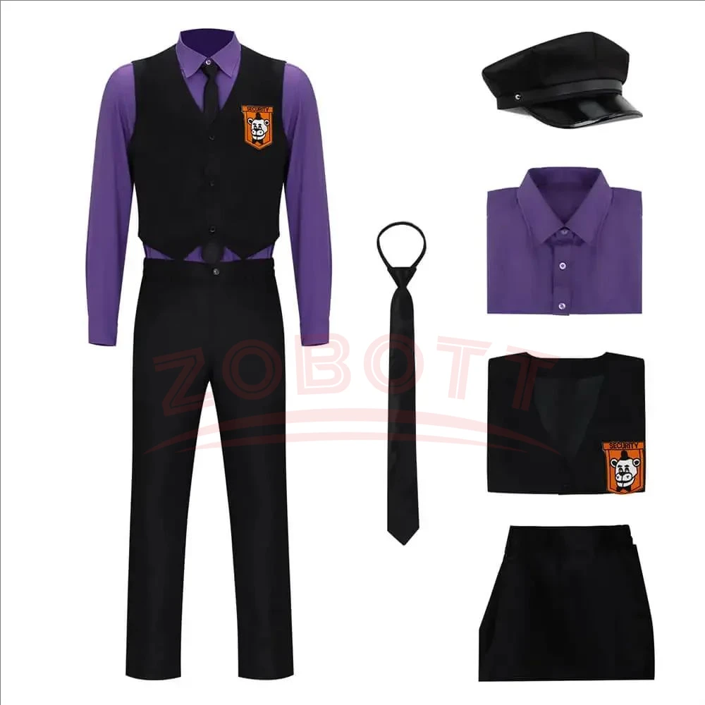Costume cosplay William Afton FNaF Costume da ragazzo viola Cinque notti / alla Doujin di Freddy Outfit Gioco di ruolo Uniformi per feste di Halloween