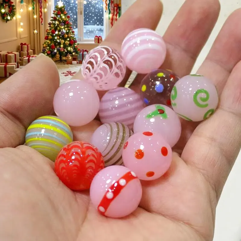 New 18mm Lovely Pink Handmade Glass Marbles Ball Ornaments Kids Marble Run Game Solitaire Toy Vase Filled Fish Tank Home Decor