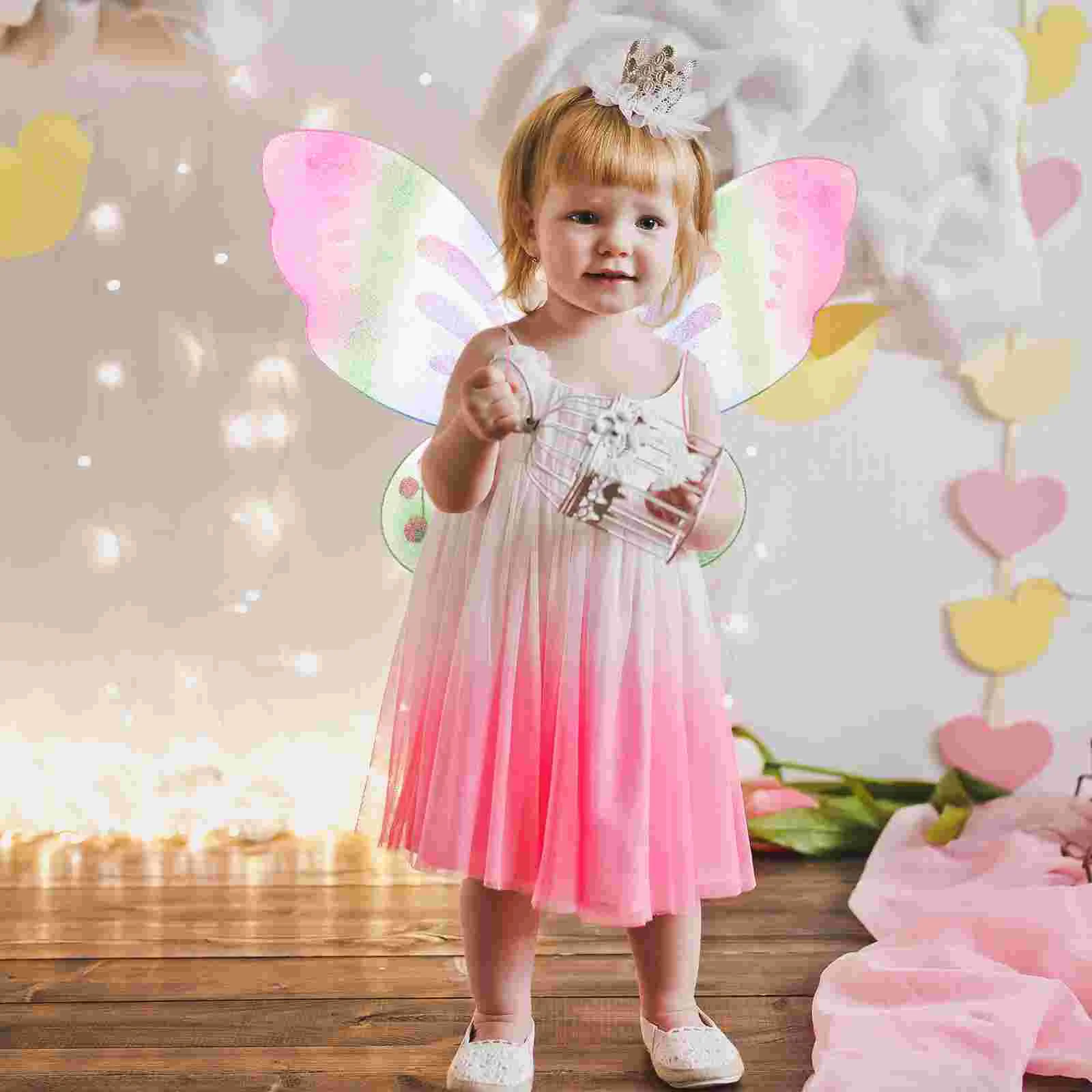 Costumes IQUE up pour Enfants, Ailes d'Ange Monocouche, Papillons pour Robes d'Halloween, Rose