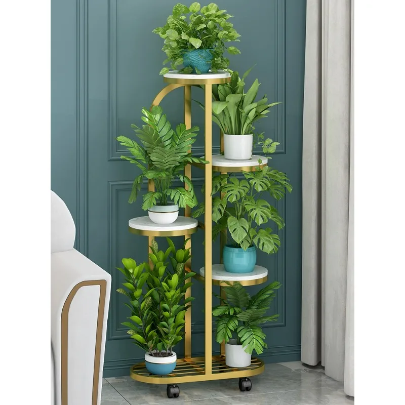 

Flower shelves, living room, floor-to-ceiling shelves, balcony layout, simple modern flower pot shelves, iron plant placement