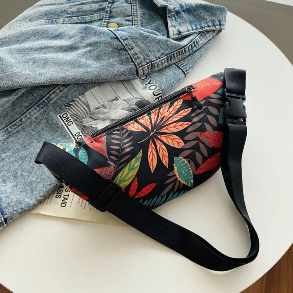 Multi-pocket Printed Waist Bag Adjustable Shoulder Strap Large Capacity Multifunctional Waist Pack Buckle Oxford Cloth