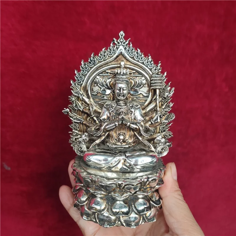 Supply Antique Crafts Antique White Copper Thousand-Hand Kwan-Yin Decoration Home Artware Decorations