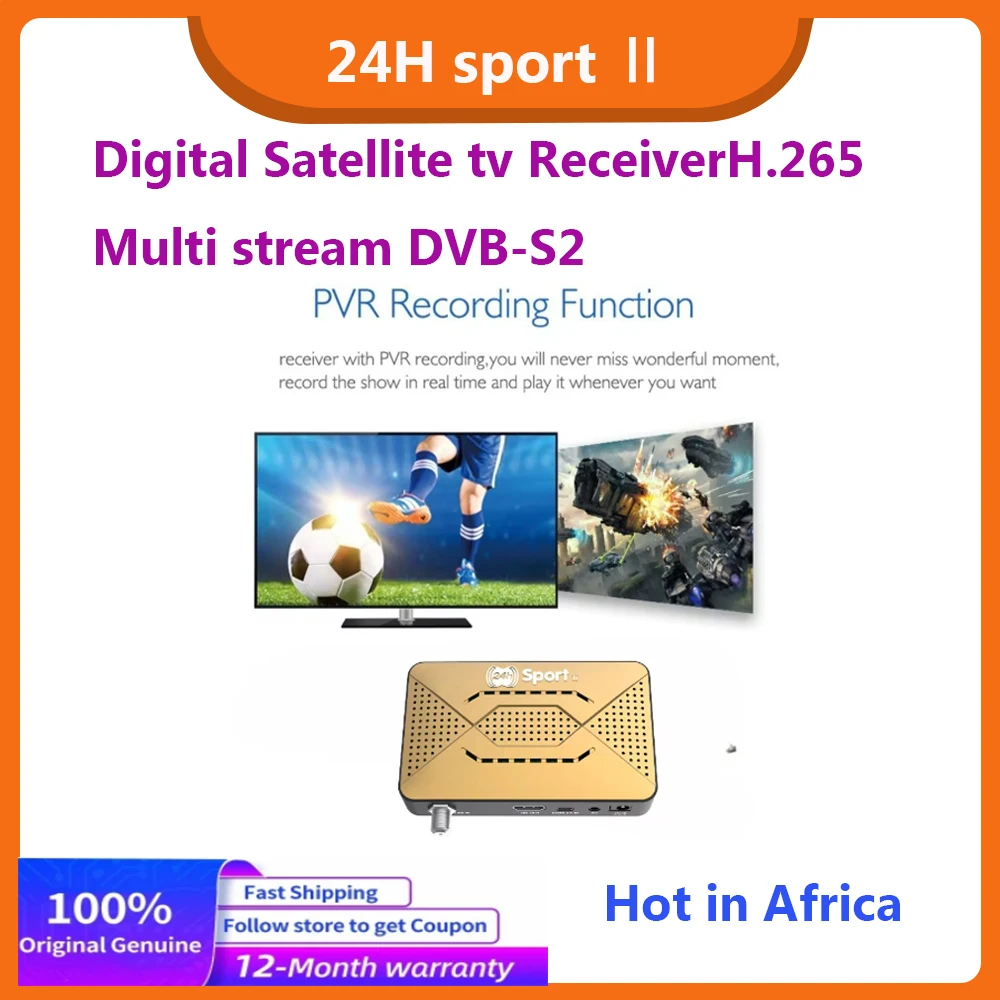 أحدث أفريقيا H.265 DVB S2 FTA Tv فك مجاني للهواء 24h-Sport HD 1080p استقبال الأقمار الصناعية الرقمية Mini dvb-s2 فك التشفير