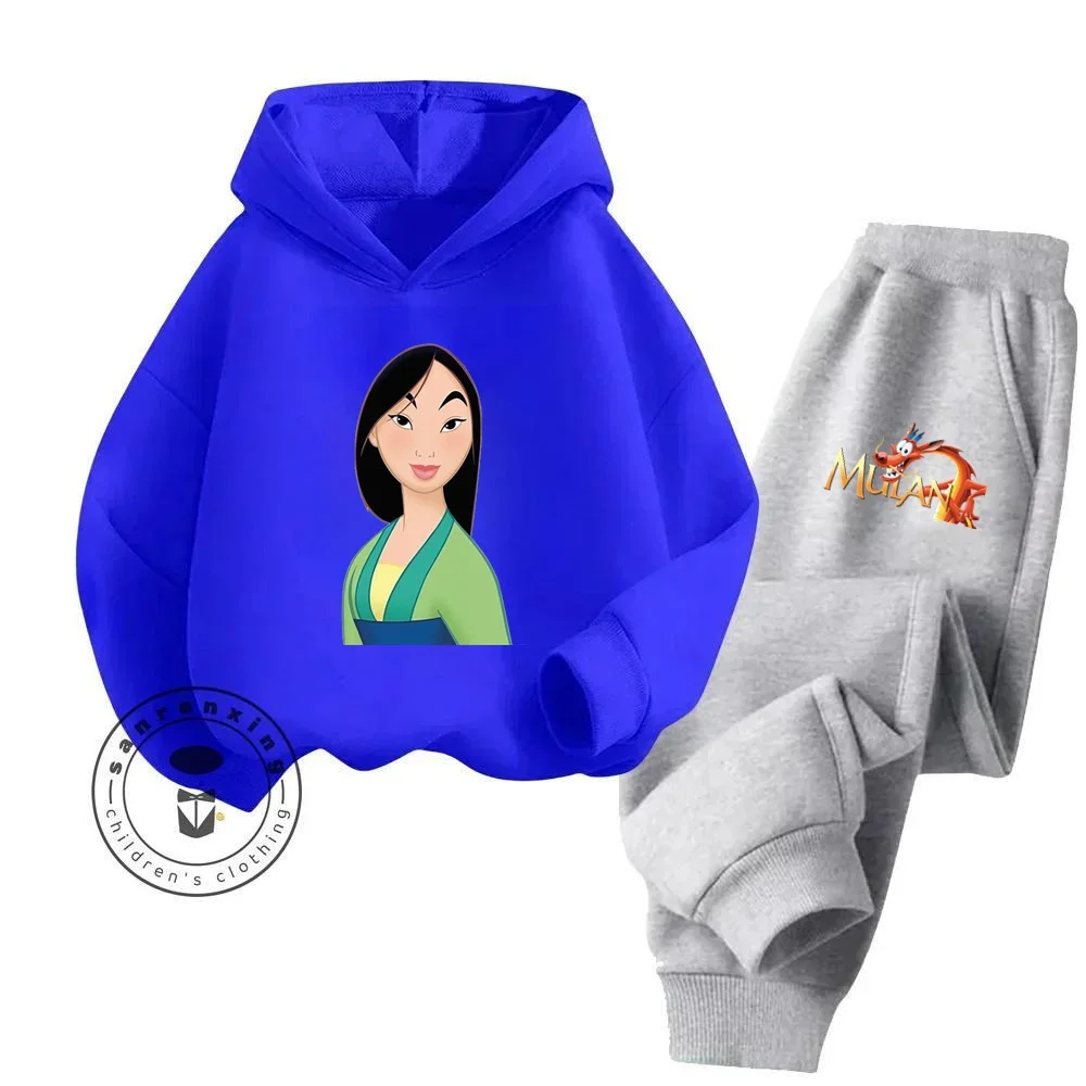 2024 Mulan Cartoon New Hoodie Set Anti Bacterial High Quality Skin Friendly Pure Cotton Fabric Design Hoodie Set for Children