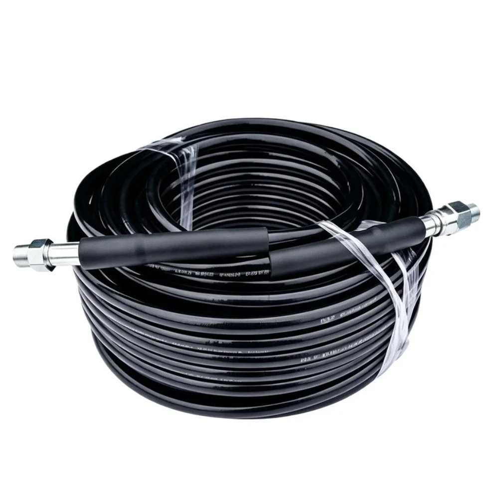 High Pressure Car Wash Drain Cleaning Hose 15M with 5-Piece Stainless Steel Nozzle Set for Home and Professional Use