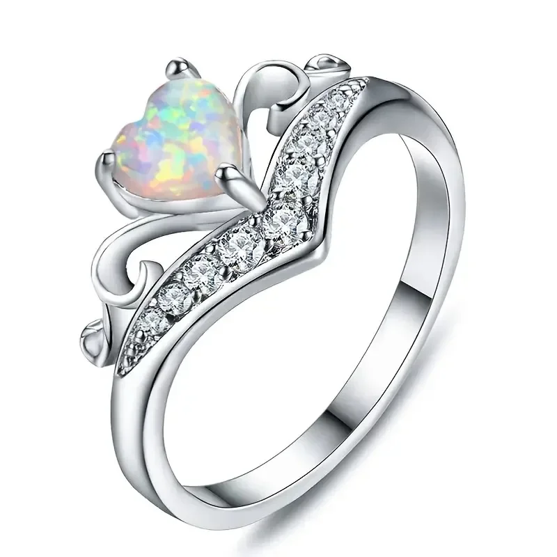 Trendy Female Fire Artificial Opal Ring Wedding  Elegant Jewelry For Party Simple s Gift  Girl Dropshipping