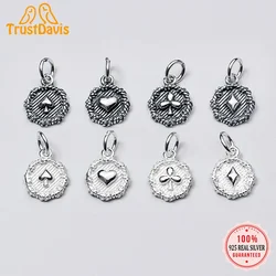 Trustdavis Real 925 Sterling Silver Fashion Sweet Playing CARDS Charm Pendant Handmade DIY Accessories Jewelry Wholesale DZ265