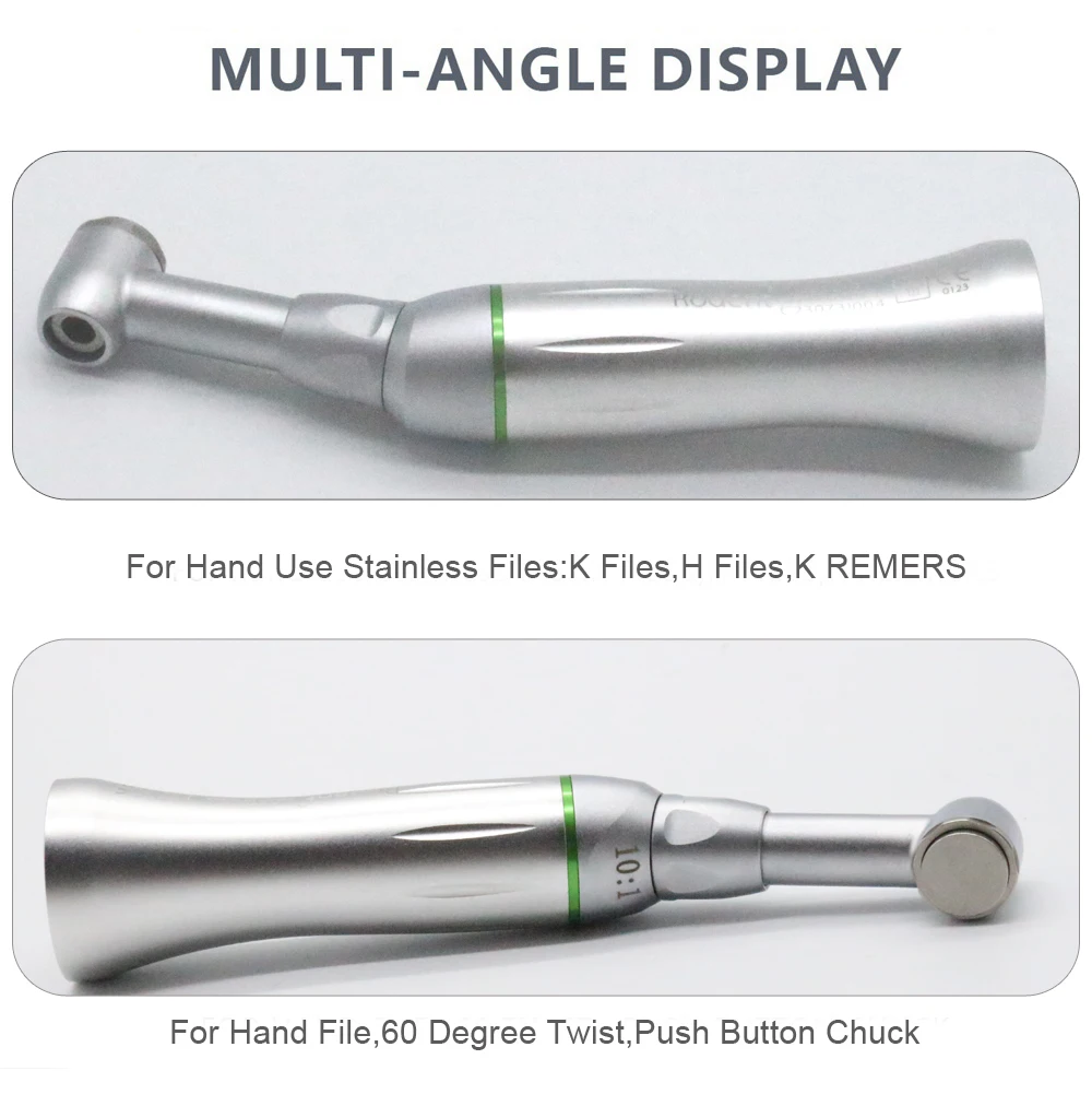 Dental 10:1 Contra Angle Handpiece Oral 60 Twist Reciprocating Hand Files Head Push Button Chuck For Endodontic