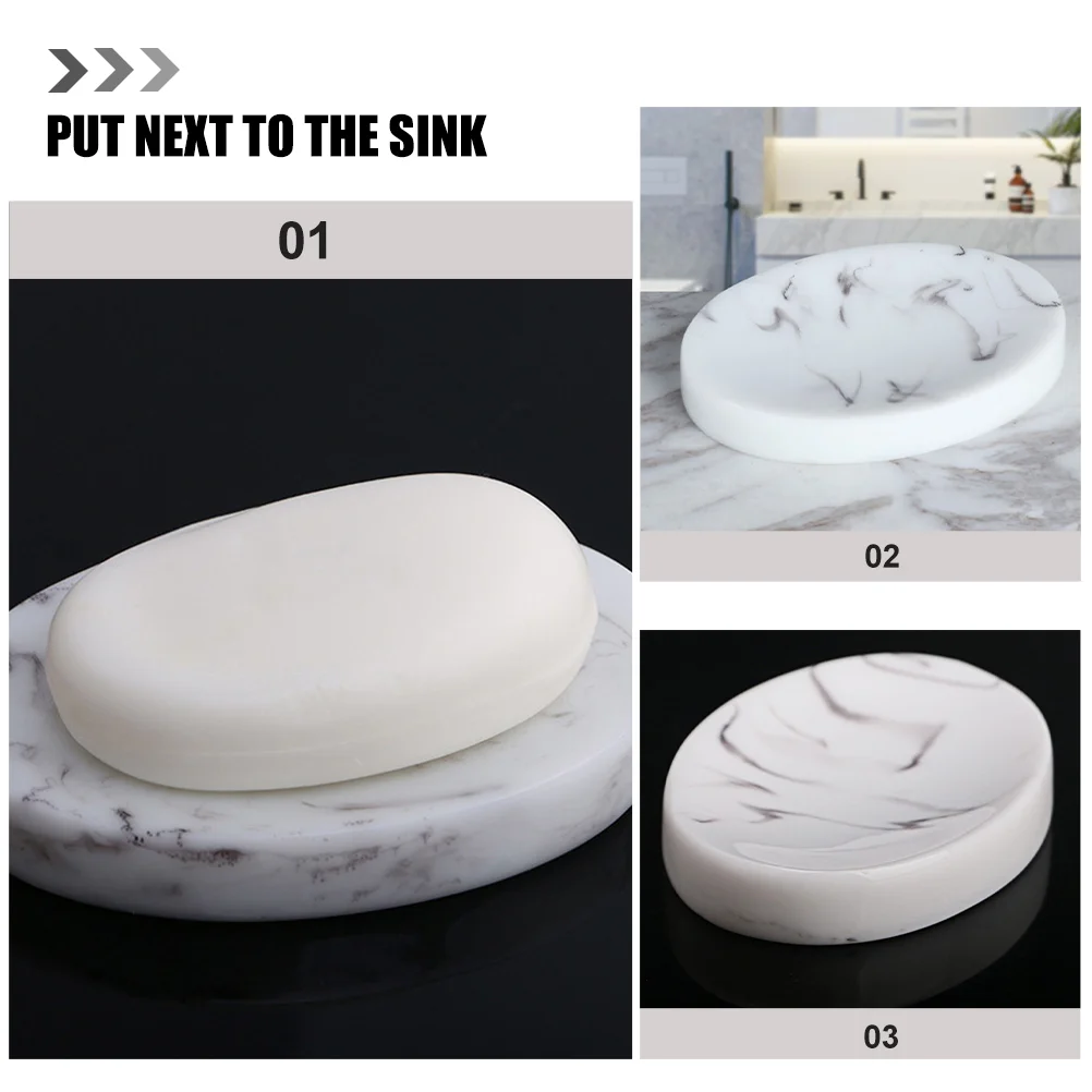 Creative Soap Dish Marble Tray Shower Toilet Holder Candlestick Household Portable Container