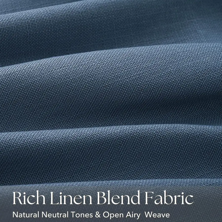 Rideaux en lin bleu marine à plis froncés, 84 pouces de long, pour salon, ensemble de 2 panneaux, semi-transparents, filtrant la lumière, rideaux de fenêtre bleu marine