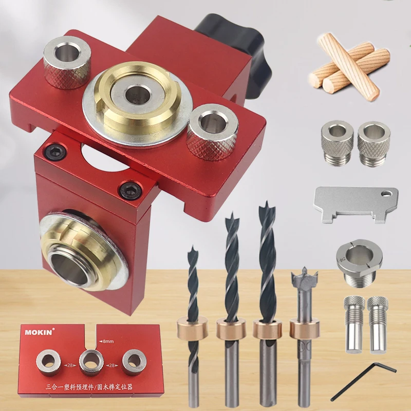 3-In-1 hole punch Furniture connector Positioning hole opener Woodworking log tenon 2-in-1 Positioning drilling tool