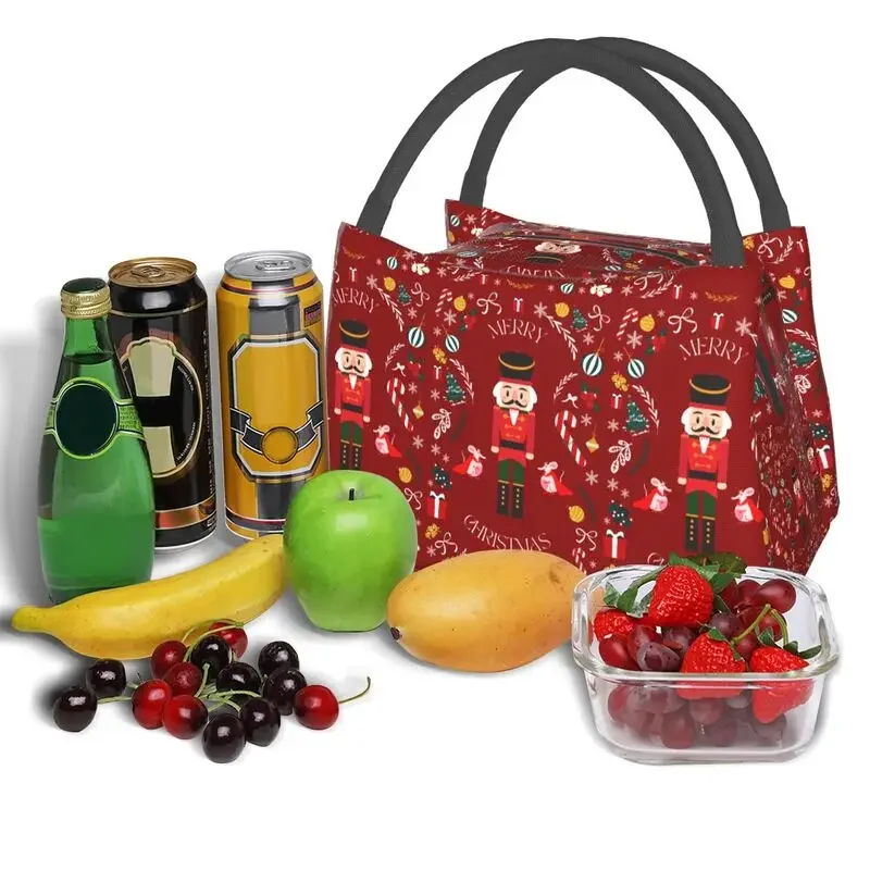 Merry Christmas Nutcracker Lunch Box for Women Cooler Thermal Food Insulated Lunch Bag Hospital Office Pinic Container