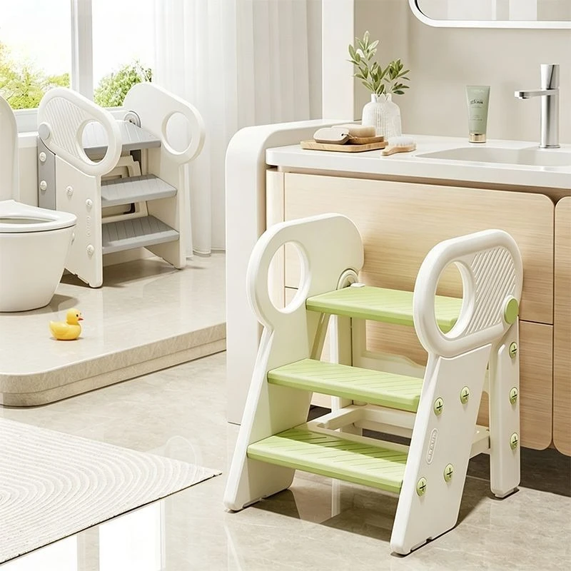 Anti Slip Folding Step Stool Height Up Foot Stool with Handrail for Bathroom Sink Washing Brushing Face Toilet Pedal Ottomans
