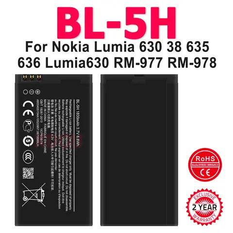 BL-5H 1830 mAh Ersatzakku für Nokia Lumia 630 38 635 636 Lumia630 RM-977 RM-978 BL5H BL 5H Li-Polymer-Akku