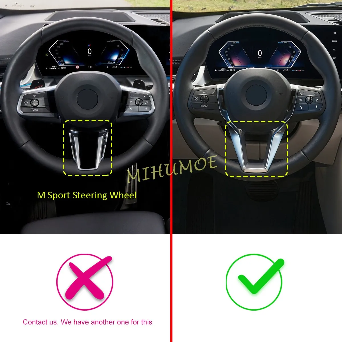 ل BMW X1 iX1 U11 X2 iX2 28i 2024 2025 ألياف الكربون سيارة الداخلية عجلة القيادة التبديل إطار غطاء الزخارف اكسسوارات #2