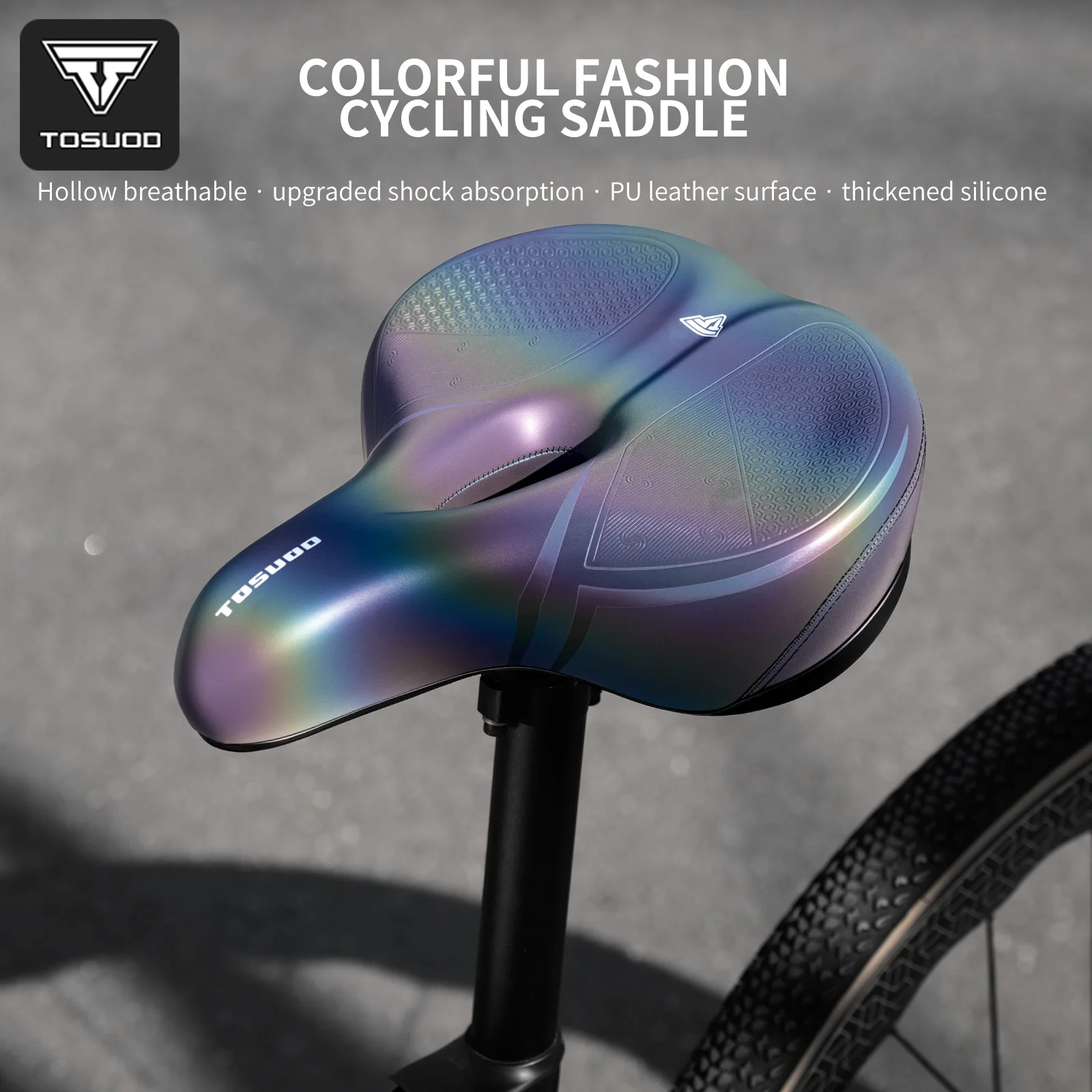 

TOSUOD Bicycle Glossy Black Saddle Waterpoor Breathable Soft And Comfortable Anti-slip Bike Seat Cycling Accessories