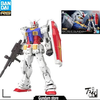 100% 오리지널 반다이 RG 1/144 건담 RX-78-2 버전 2.0 조립 모델 장난감, 액션 피규어 선물 수집 가능 