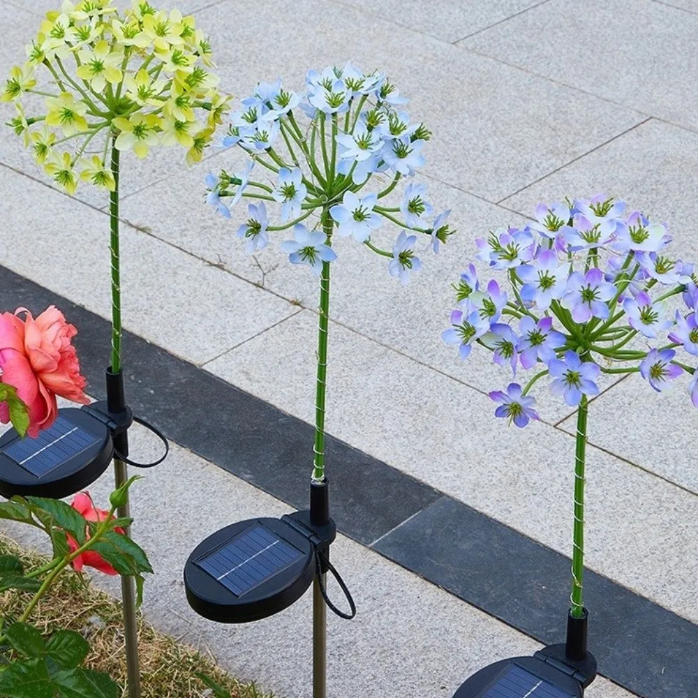 

Водонепроницаемая солнечная лампа с гортензией и цветком, ландшафтный дизайн, теплый свет, солнечные садовые фонари, 8 режимов, ландшафтный светильник на солнечной энергии