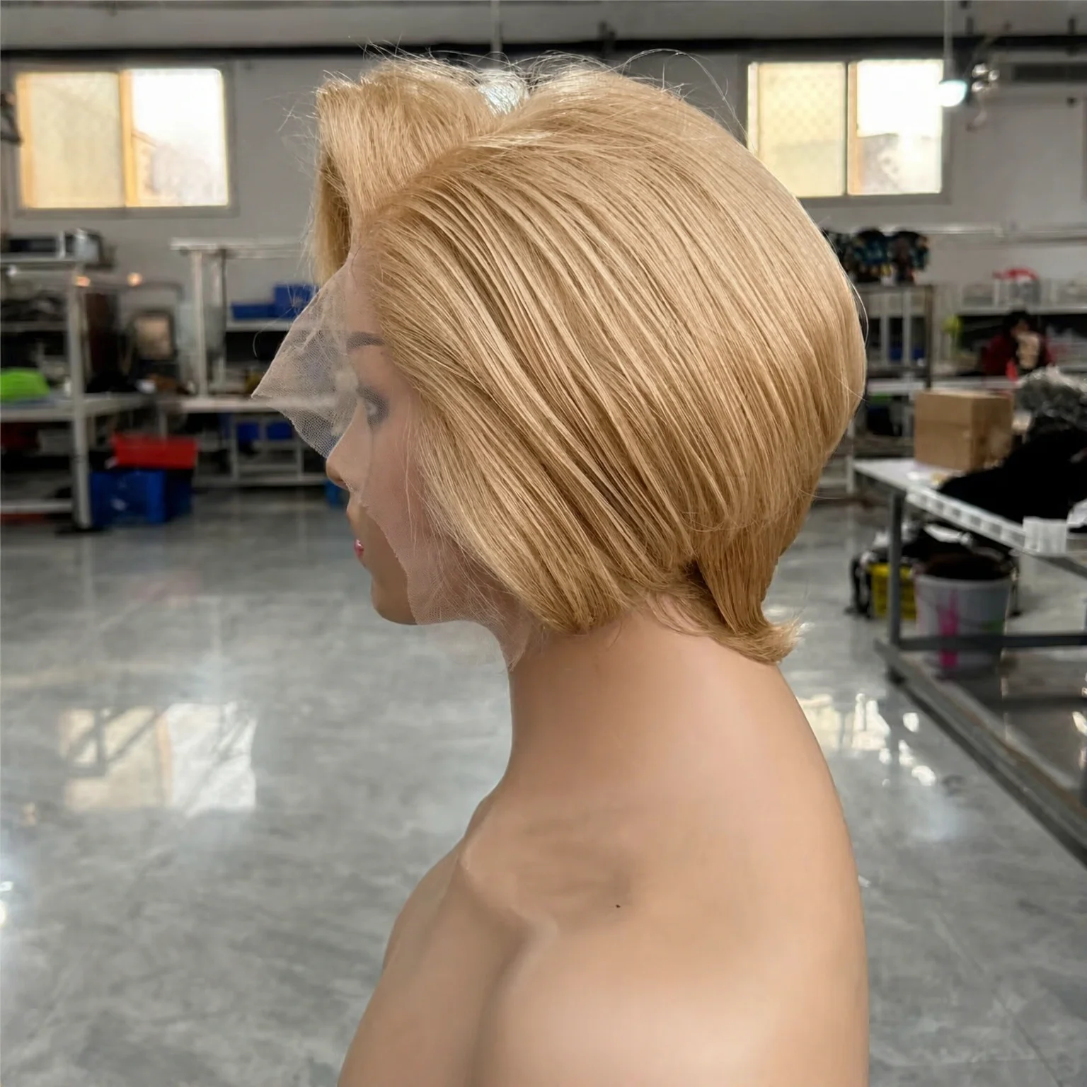 13x4 HD Lace Front Wig #27 Blonde Ombre Brown Short Straight Pixie Bob 8 Inch Brazilian Human Hair Glueless for Women