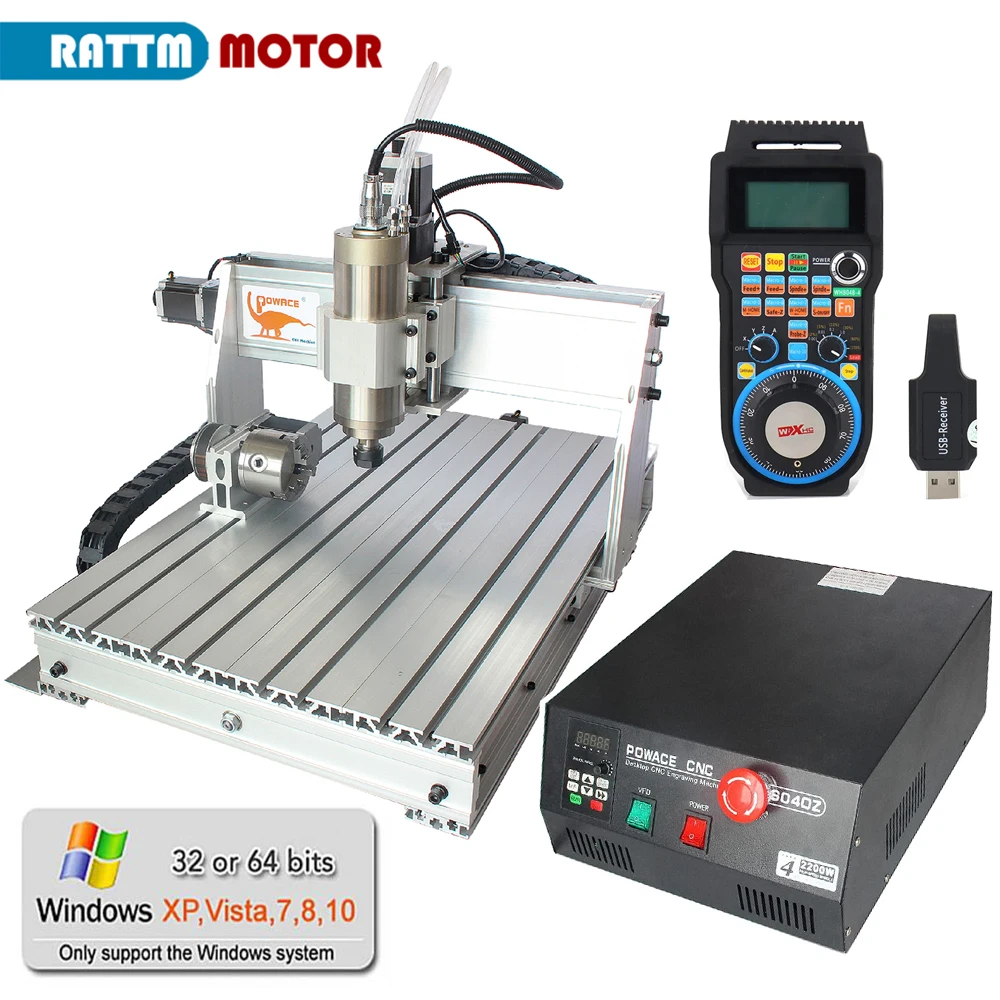 【EU Free VAT】4 Axis USB mach3 6040 Z-80 CNC Router Milling Engraver Cutter Machine + 2.2KW 220V Spindle For Metal Wood Craving