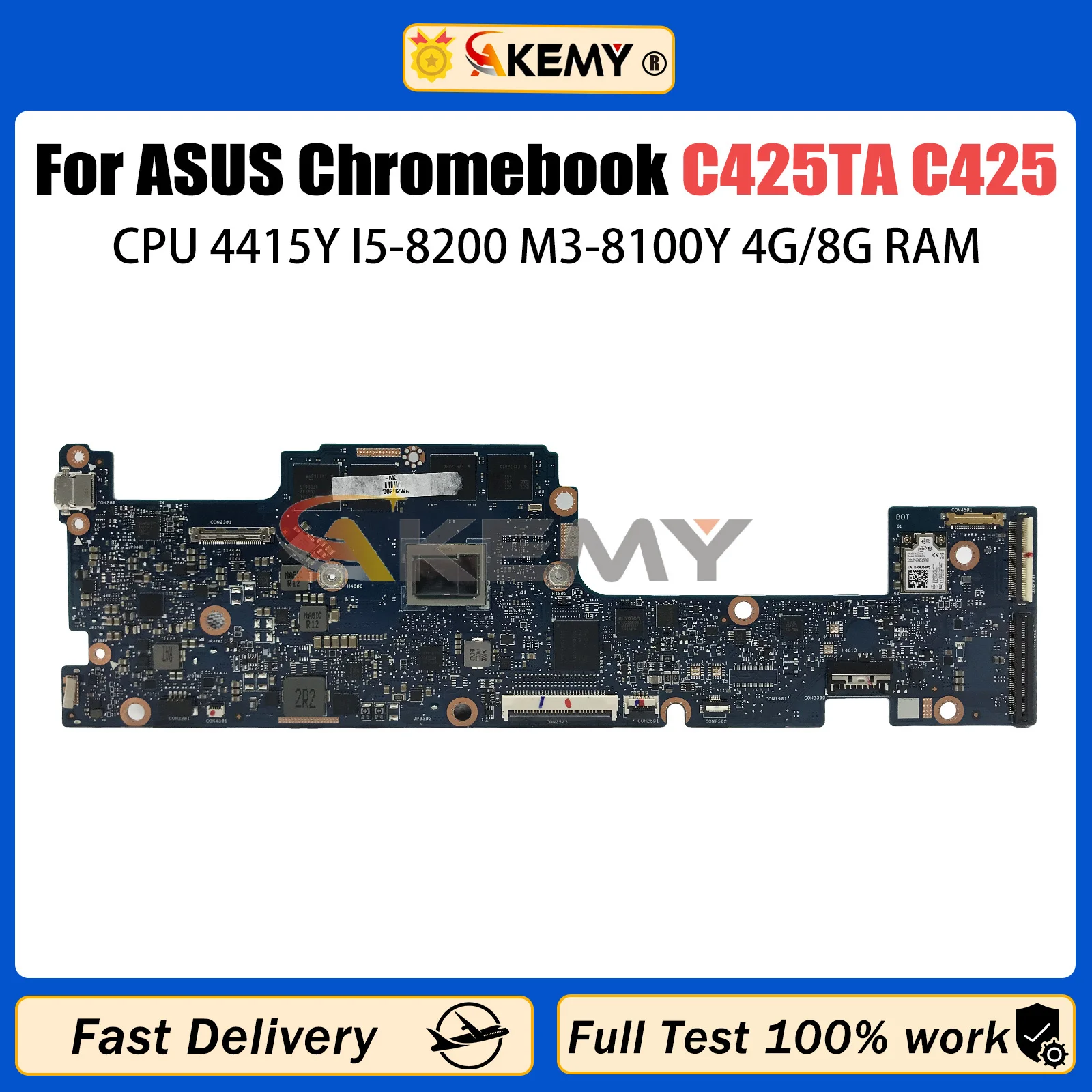 

Материнская плата для ноутбука AKEMY C425TA Материнская плата ASUS Chromebook C425 C425TA 4415Y I5-8200 M3-8100Y CPU 4G/8G-RAM 32G/64G/128G SSD