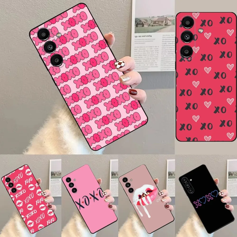 Kisses Valentine X-Xoxo- Phone Case For Samsung S24,23,22,30,21,10,9,Ultra,Plus,Lite,FE,Soft Silicone Black Cover