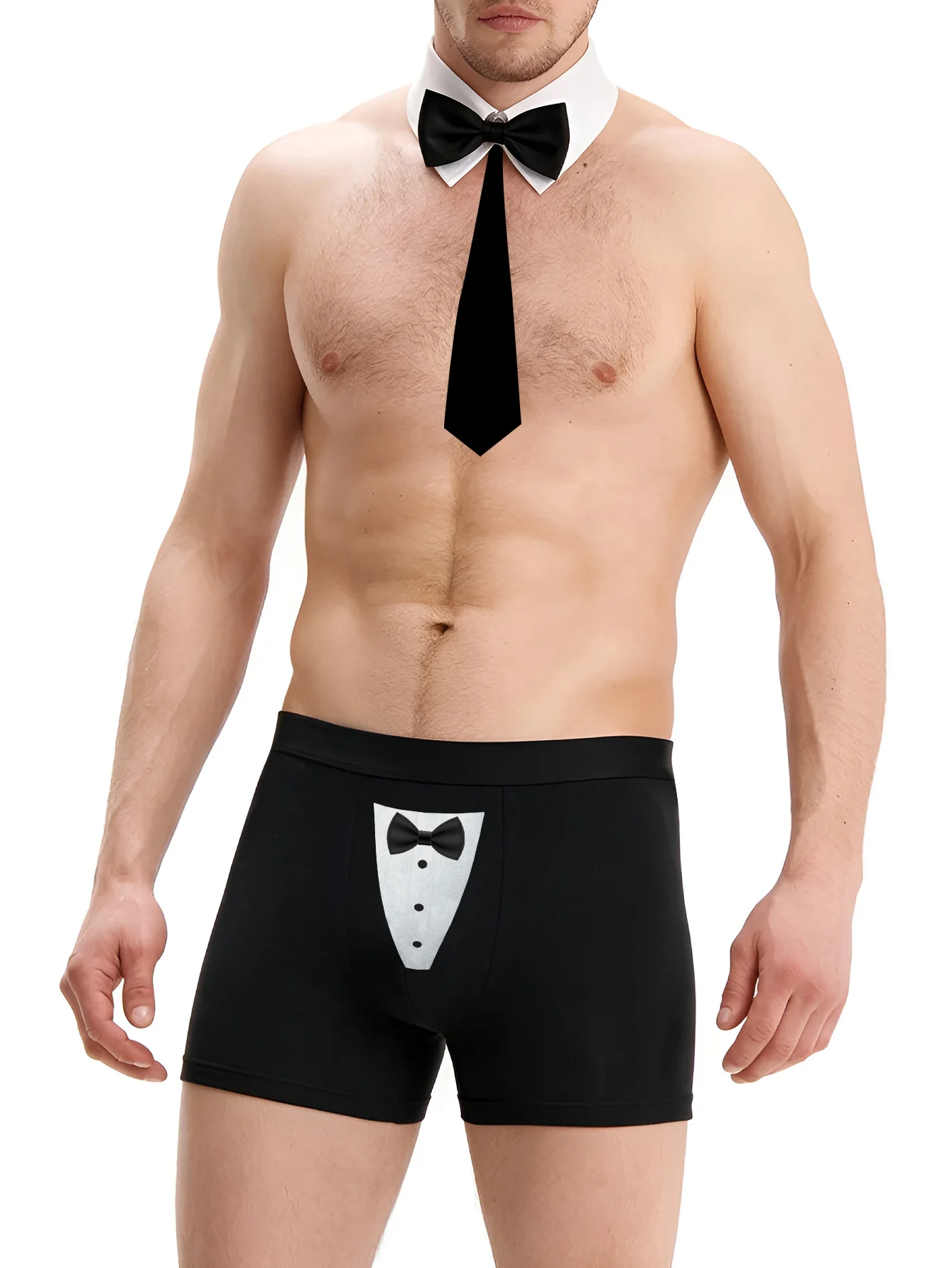 Conjunto de Lencería Sexy para Hombre, Disfraz de Camarero, Bailarín de Escenario, Ropa Interior Erótica para Juego de Roles de Caballero, Traje de Club Nocturno con Corbata de Moño