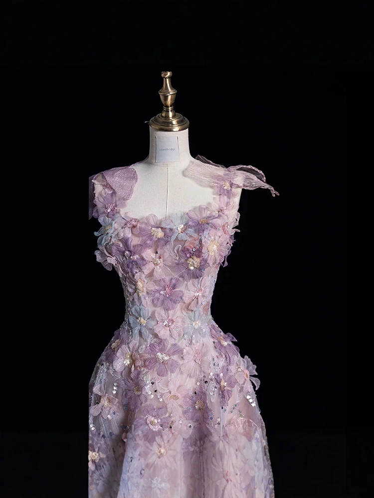 

Изысканное вечернее платье Ele Purple Strapl для помолвки и торжеств, роскошная длинная юбка для банкета