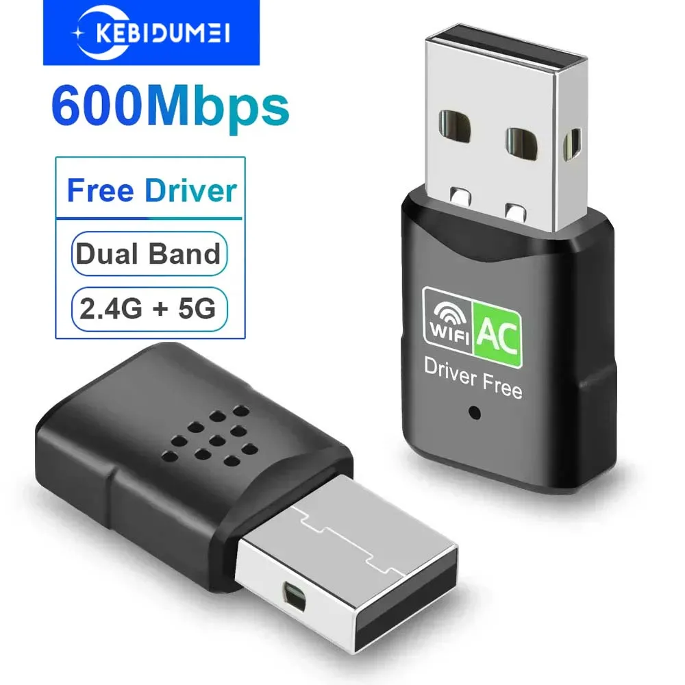 

600Mbps Wireless Network Card USB WiFi Adapter 2.4G&5.8GHz Dual Band USB Ethernet Adapter WiFi Dongle WiFi Receiver for Laptop