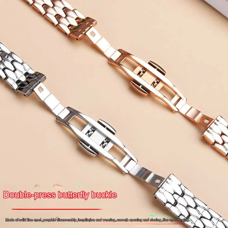 سلسلة ساعة فولاذية دقيقة للنساء ، ساعة خضراء صغيرة ، تتكيف مع Fiyta ، DL21006 DL21007 DL21013 سلسلة Qingcheng ، حجم صغير ، 12