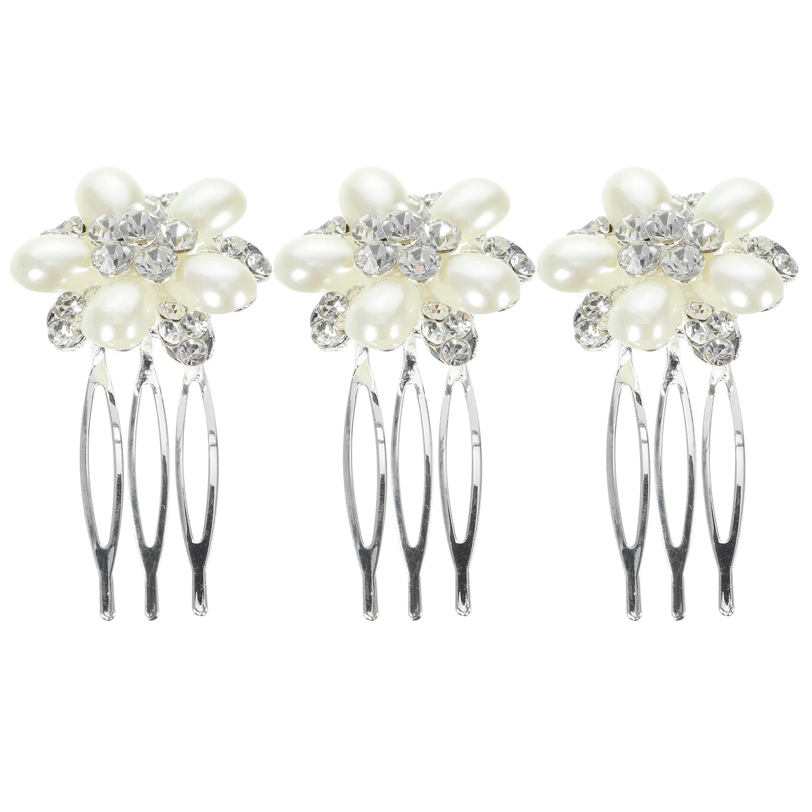 

3Pcs Pearl Rhinestone Bridal Hair Combs Sparkling Wedding Hair Accessories Side Comb for Bride Bridesmaid Party