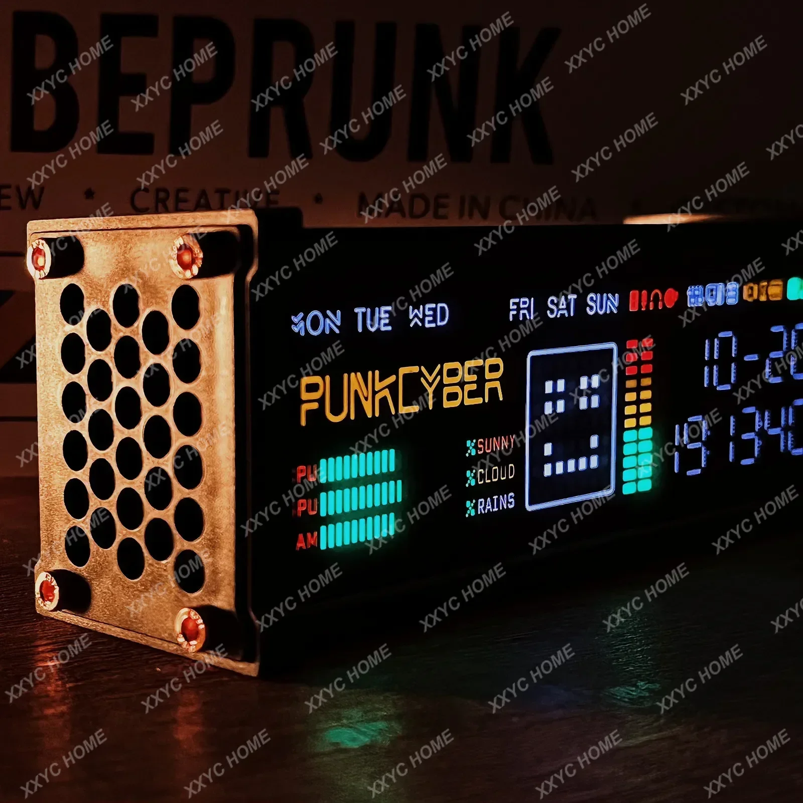 WFD Retro Electronic Tube Clock Pseudo-Fluorescent MatrixSpectrum Function Desktop Decorations