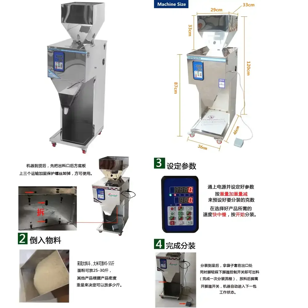 Semi Automatic Sugar Particle Pouch Packing Machine/Stainless Steel Talcum Powder Filling Machinery