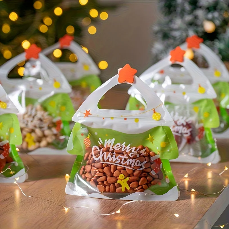 Weihnachts-Geschenktüten mit Kordelzug, Weihnachts-Geschenktüten in verschiedenen Größen in großen Mengen, wiederverwendbare Beutel mit Kordelzug für Urlaubsverpackungen und Partys