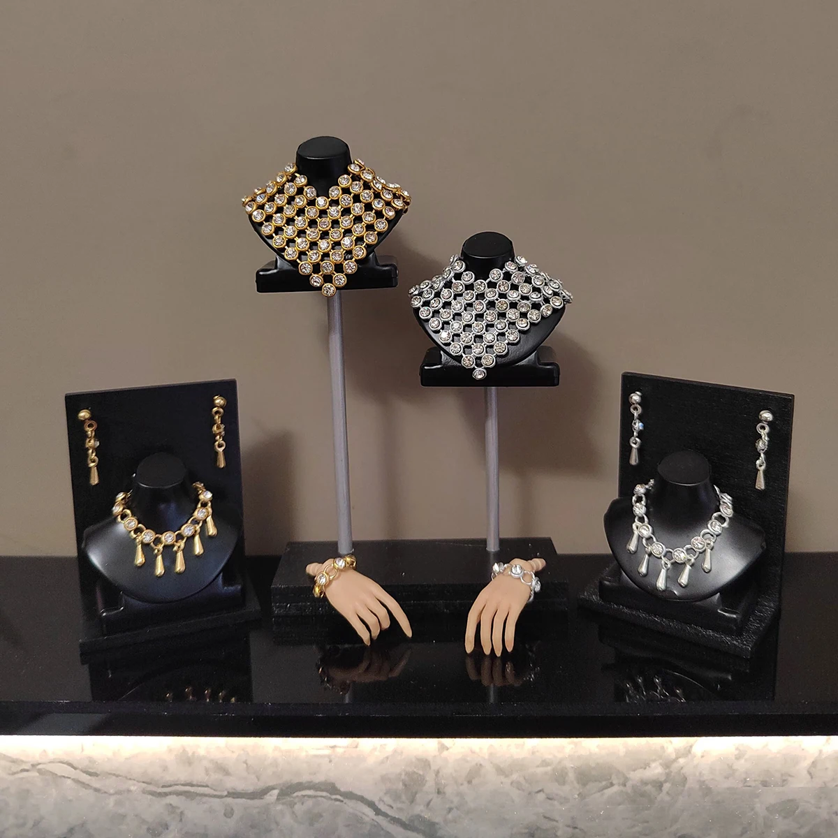 

30cm FR BJD Jewellery Accessories Luxury Full Diamond Necklace Brilliant Fashion Earring+Necklace+Bracelet Set 1/6 Doll Dress Up