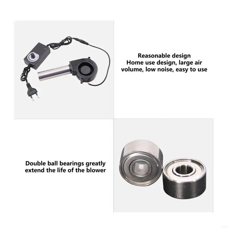 100-240V Speed Regulating Blower 12V Grill Stove Outdoor Mobile Portable with Small Air Collecting Duct Blower Y4QC