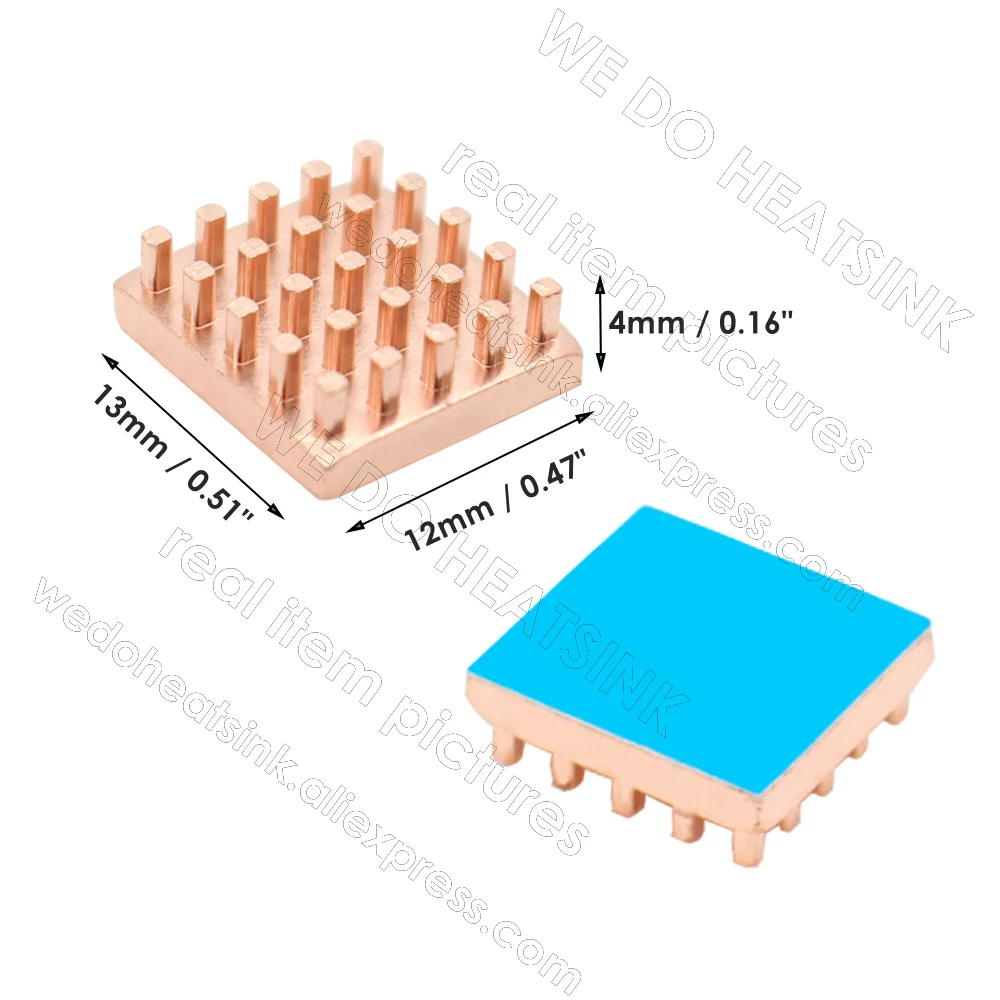 Copper 13*12*4mm Pin Fins Heatsink Radiator Cooler 13x12x4mm Vertical Mounting with Thermal Tape For VGA GPU Memory IC Chipset