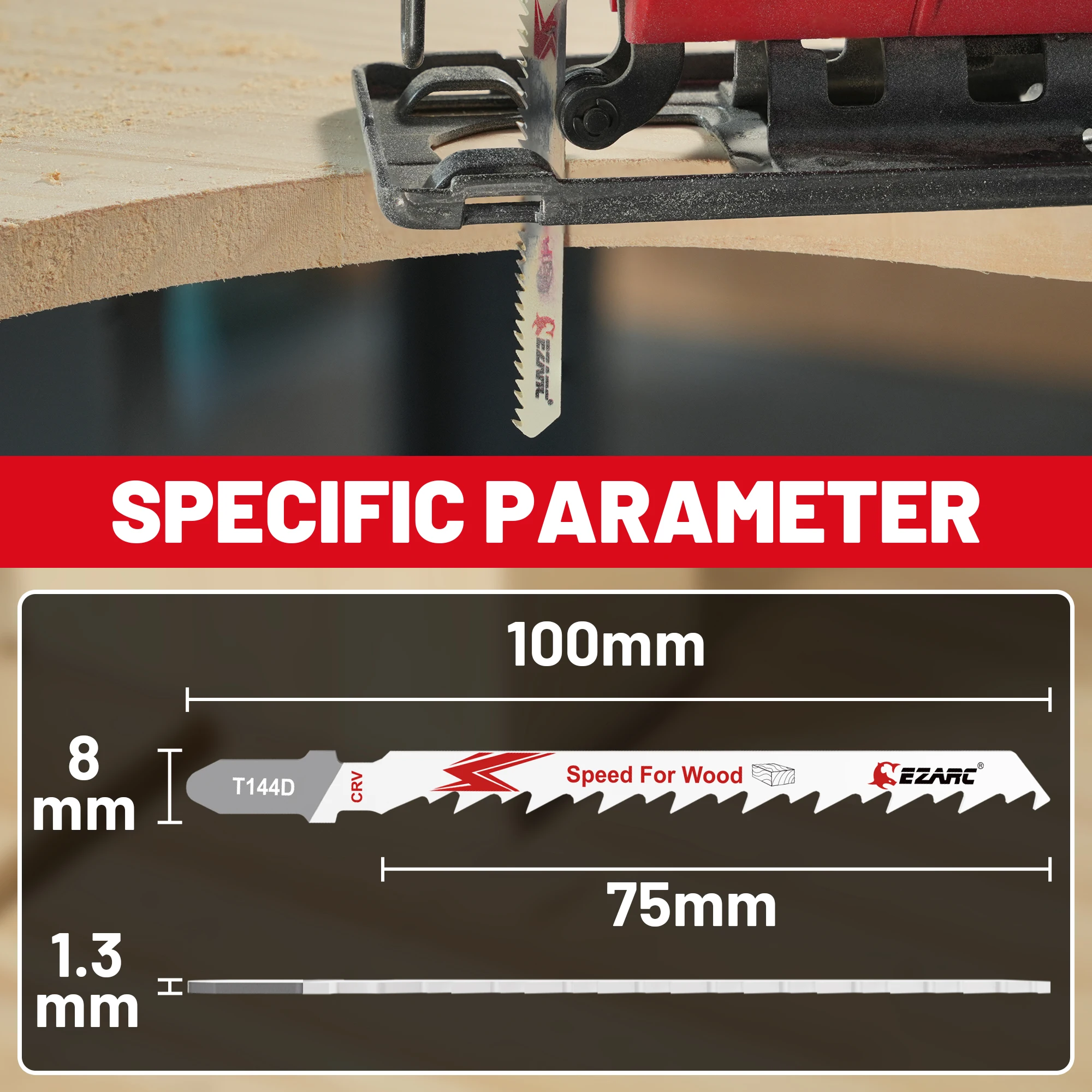 Lame per seghetto alternativo CRV con gambo a T per legno 10 pezzi T144D Levigatura di ingranaggi di precisione Lame per seghetto alternativo 6TPI Taglio curvo e scorrimento