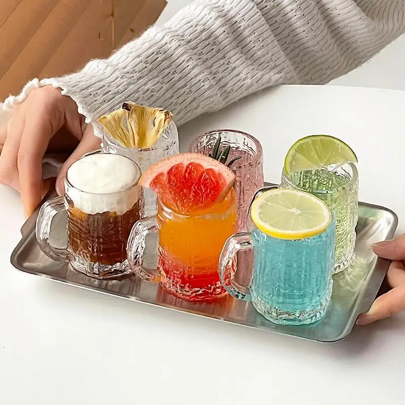 Juego de vasos de vidrio para beber vino blanco y tequila, diseño creativo con patrón de corteza de árbol, colección inspirada en el estilo INS.