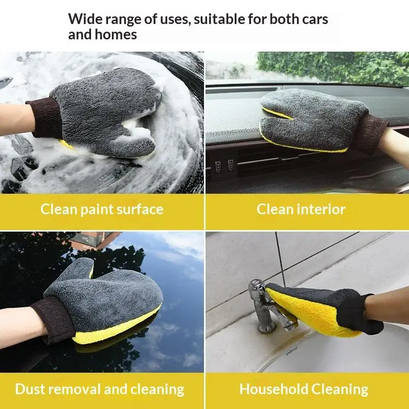 Car Detailing Microfiber Wash Glove Clay Bar Coral Fleece Mitt for Stain Removal and Smooth Polishing Versatile Cleaning view 5