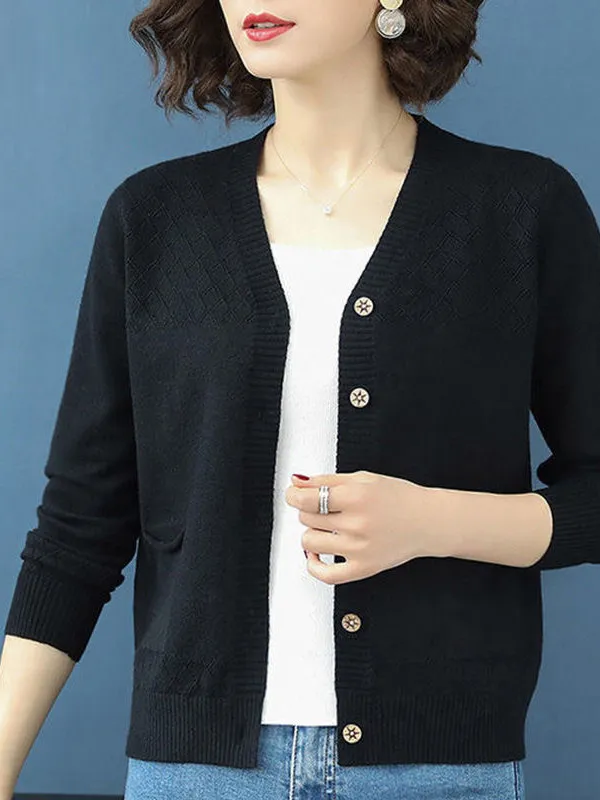Trendy Color Block Lazy Style Knitted Sweater Coat Autumn Winter New Women's Fashion Outerwear V-Neck Long Sleeve Button up C...