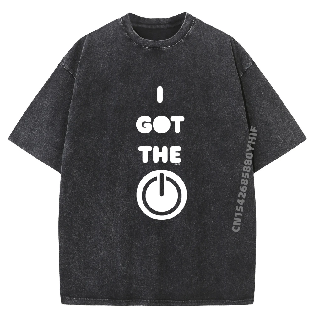 لقد حصلت على قوة الكمبيوتر للرجال بلايز وتيز جرافيك تي شيرت رجالي فضفاض عتيق ملابس عصرية وعصرية مغسولة