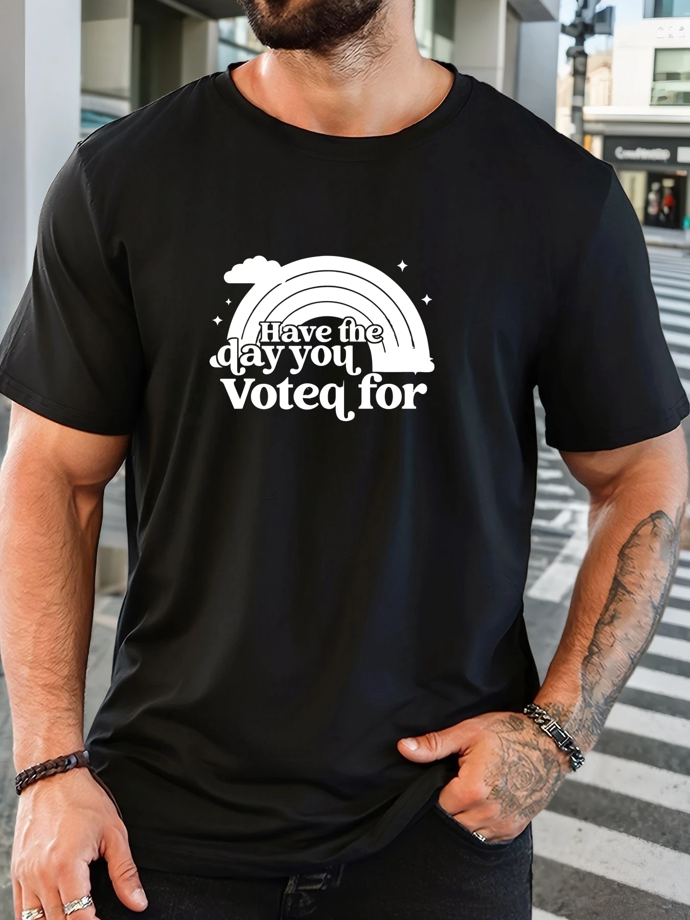 

2025 Summer Men's Cotton Oversized Tee English Letter Graphic Print Trendy Casual Streetwear Short Sleeve Breathable Round Neck