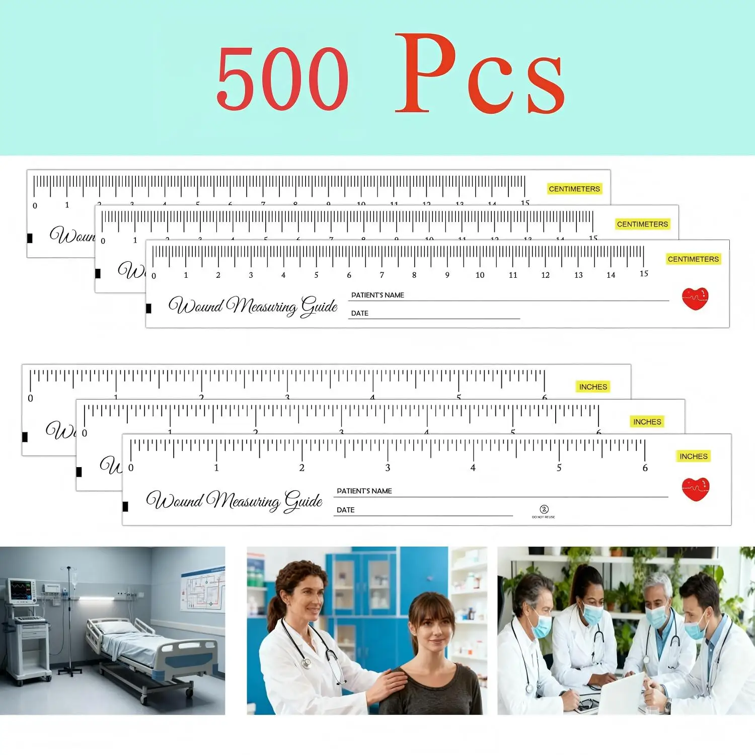 500PCS Disposable Tape Measures Wound Measurement Tools Wound Ruler - Wound Measurement Tools for Nurses Body Wound Care 6 Inch